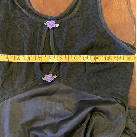 Sexy Vintage Chemise Black Lace Peek a Boo Bodice Sheer Nylon Long Gown - Picture 9 of 11